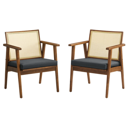 Thera Vegan Leather and Cane Accent Armchairs Set of 2 by Modway