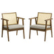 Modway Thera Set of 2 Vegan Leather and Rattan Accent Chairs in Weathered Oak Stone