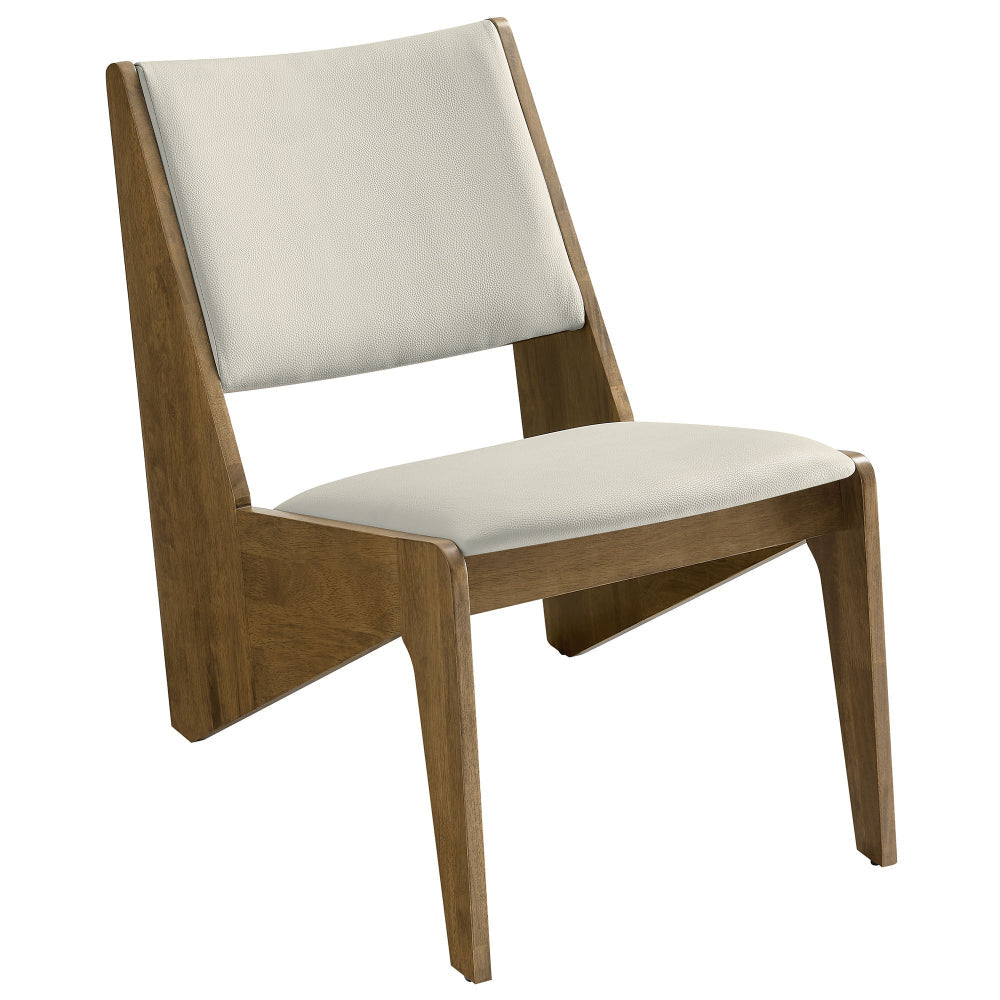 Modway Rylina Faux Leather Accent Chair Set of 2 in Weathered Oak Stone