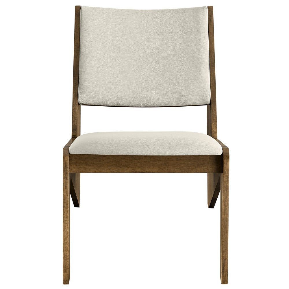Modway Rylina Faux Leather Accent Chair Set of 2 in Weathered Oak Stone