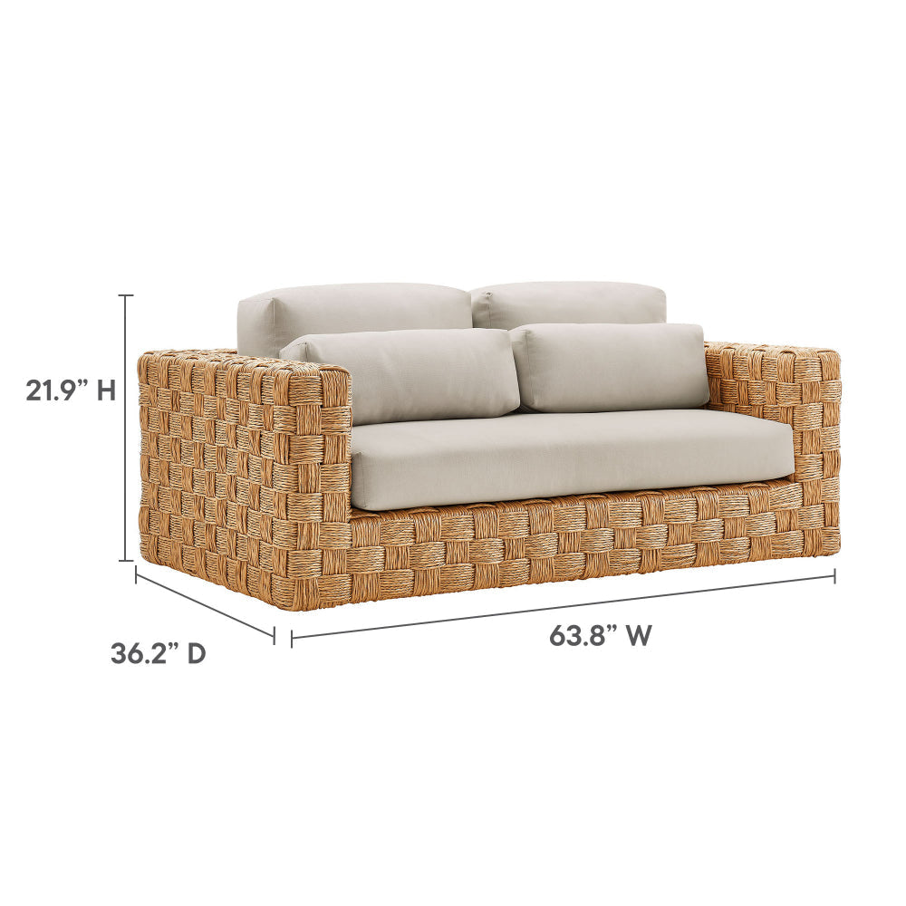 Thames Outdoor Patio Wicker Outdoor Patio Rattan Loveseat by Modway MDY-EEI-6924-NAT-LGR