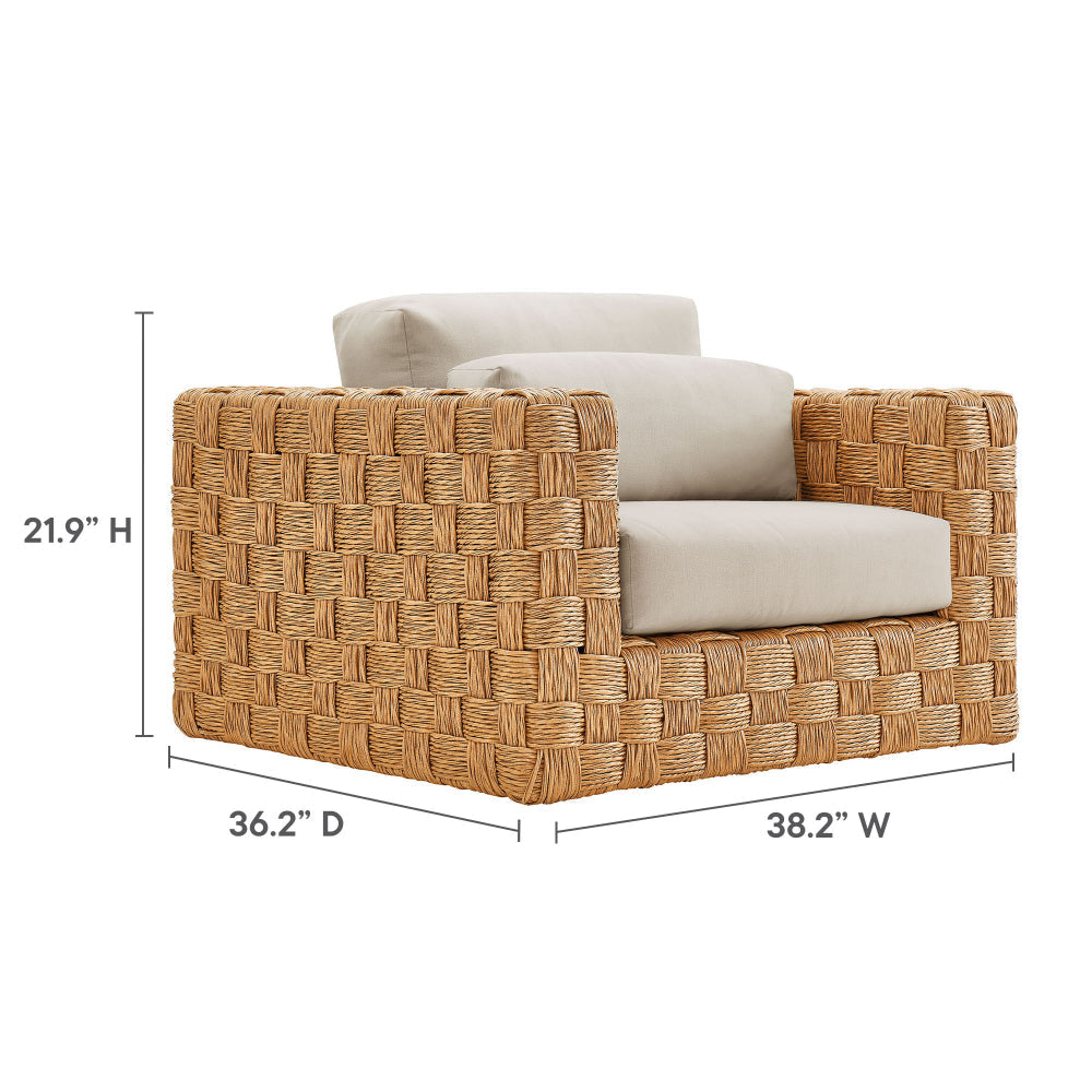 Thames Outdoor Patio Wicker Outdoor Patio Rattan Armchair by Modway MDY-EEI-6925-NAT-LGR