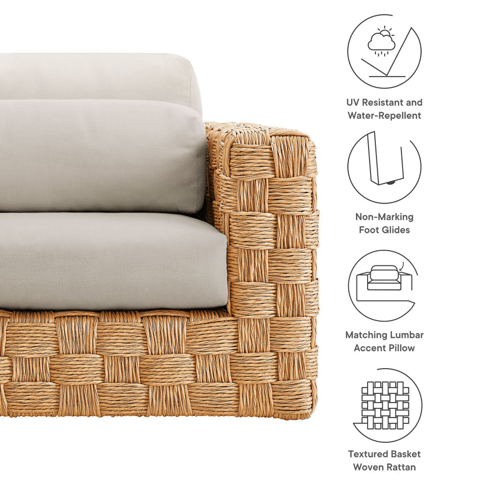 Thames Outdoor Patio Wicker Outdoor Patio Rattan Armchair by Modway MDY-EEI-6925-NAT-LGR