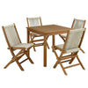 Modway Vienna Outdoor Patio Teak Wood 5-Piece Dining Set in Natural Natural