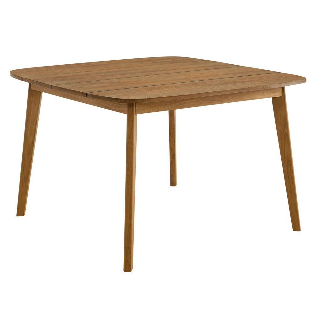 Modway Vienna Outdoor Patio Teak Wood 5-Piece Dining Set in Natural Natural – Weather-Resistant Dining Table with Rounded Corners