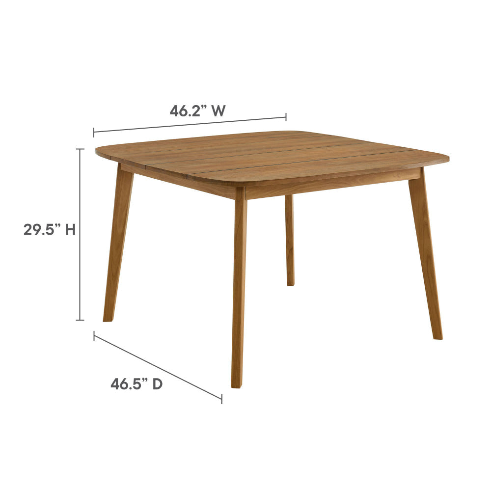 Modway Vienna Outdoor Patio Teak Wood 5-Piece Dining Set in Natural Natural – Weather-Resistant Dining Table with Rounded Corners