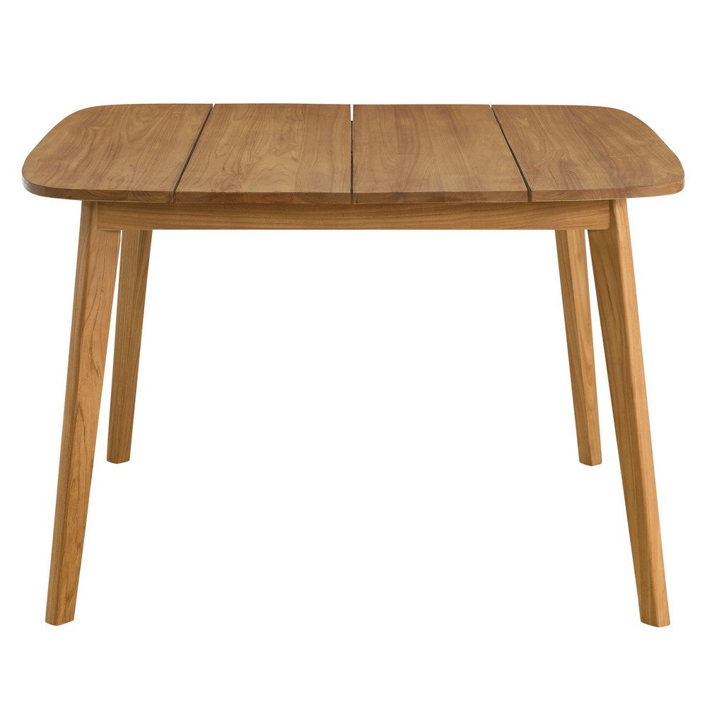 Modway Vienna Outdoor Patio Teak Wood 5-Piece Dining Set in Natural Natural – Weather-Resistant Dining Table with Rounded Corners