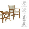 Modway Vienna Outdoor Patio Teak Wood 3-Piece Furniture Set in Natural Natural