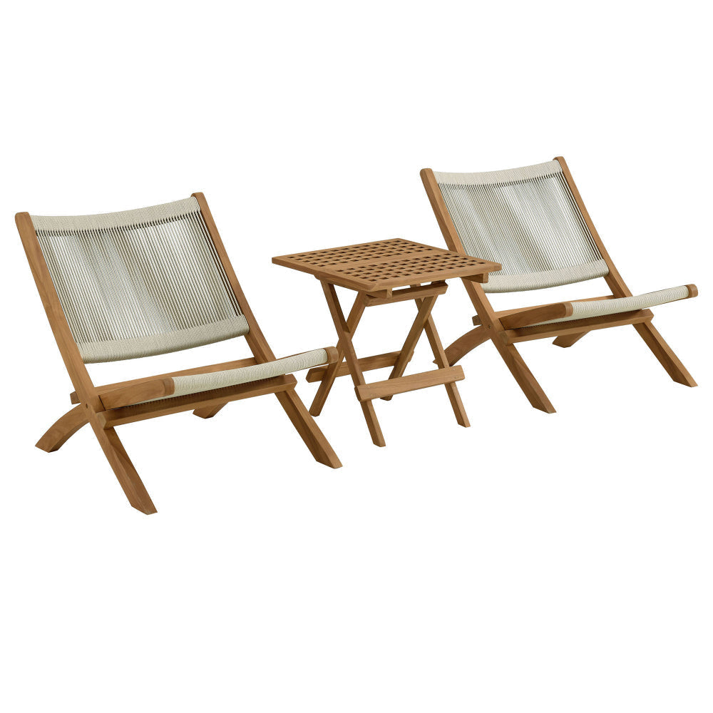 Modway Vienna Outdoor Patio Teak Wood 3-Piece Furniture Set in Natural Natural