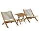 Vienna 3-Piece Outdoor Patio Teak and Rope Folding Lounge Chairs and Side Table by Modway