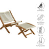 Modway Vienna Outdoor Patio Teak Wood 2-Piece Folding Chair and Ottoman Set in Natural Natural
