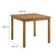 Modway Vienna Outdoor Patio Teak Wood 3-Piece Dining Set in Natural Natural – Weather-Resistant Square Dining Table with Woven Rope Armless