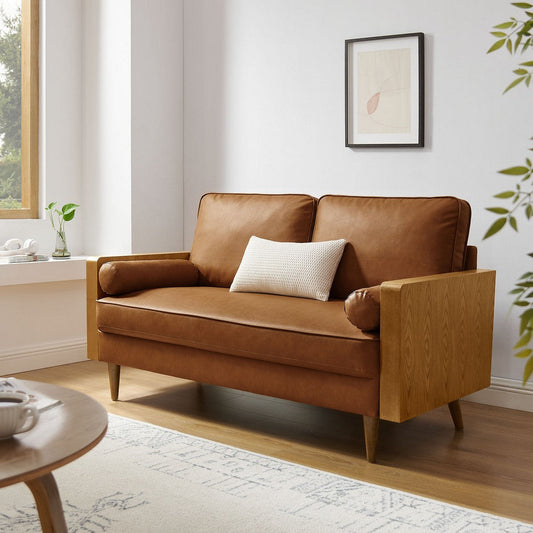 Modway Kellan Loveseat in Walnut Tan