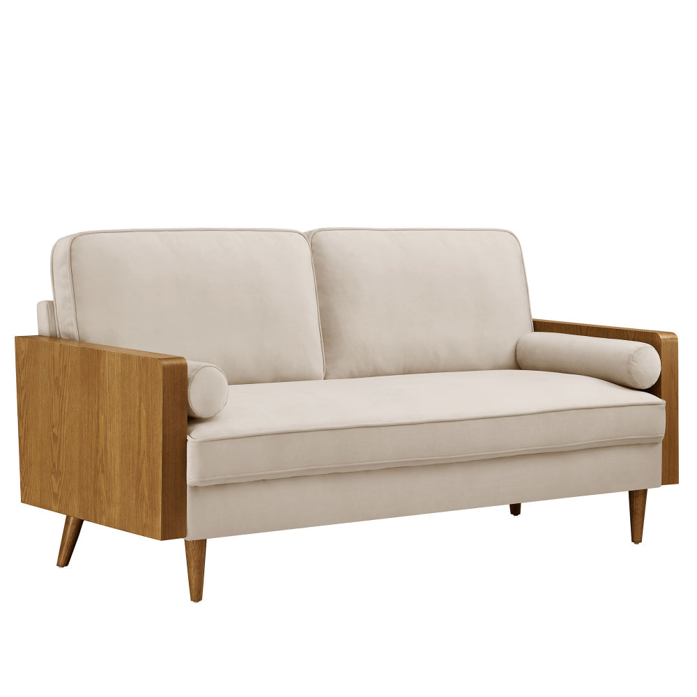 Modway Kellan 72 Inch Velvet Sofa in Walnut Almond