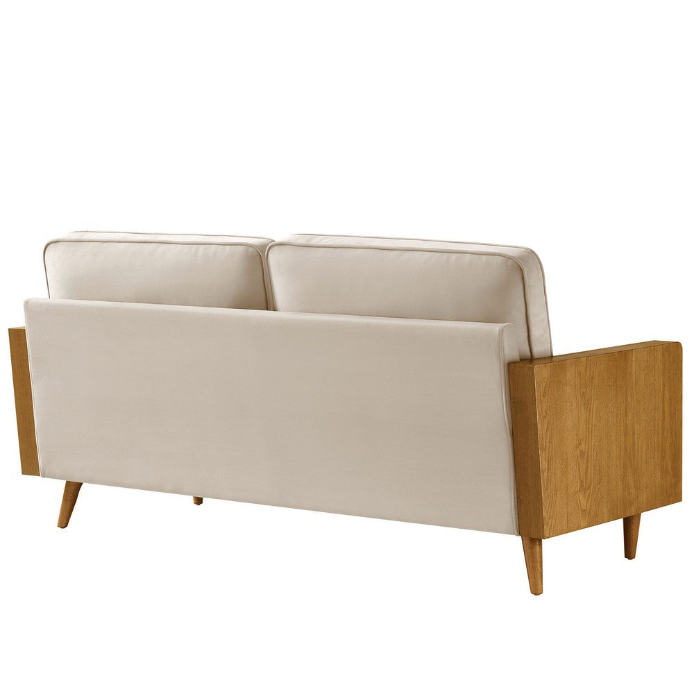 Modway Kellan 72 Inch Velvet Sofa in Walnut Almond