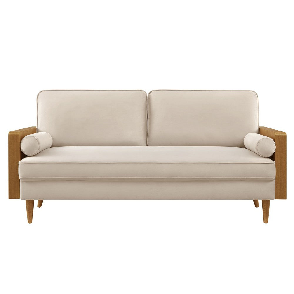 Modway Kellan 72 Inch Velvet Sofa in Walnut Almond
