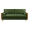 Modway Kellan 72 Inch Velvet Sofa in Walnut Moss Green
