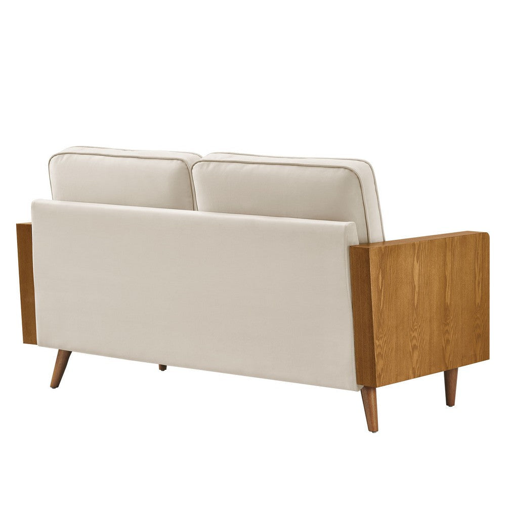 Modway Kellan 61 Inch Performance Velvet Loveseat in Walnut Almond