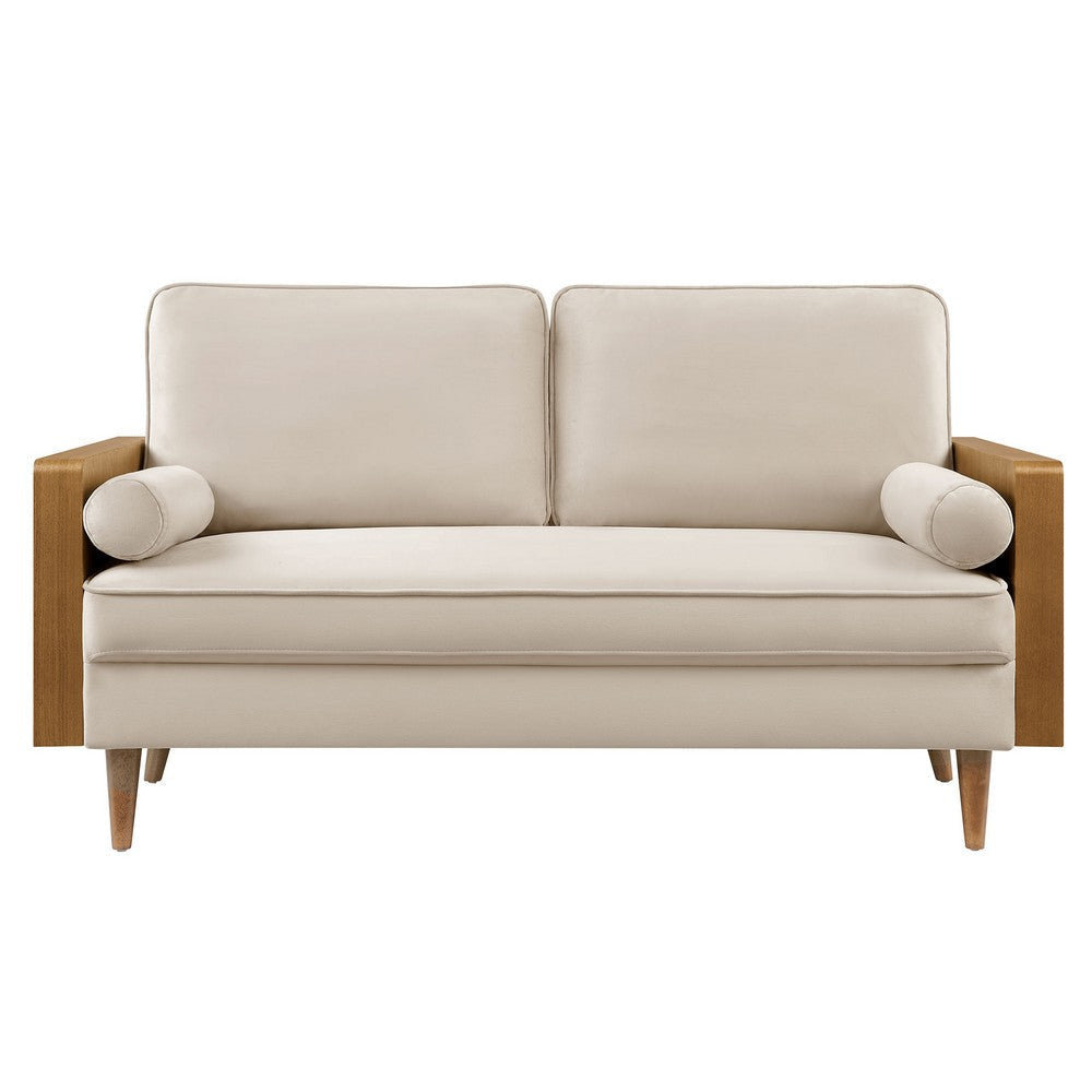 Modway Kellan 61 Inch Performance Velvet Loveseat in Walnut Almond