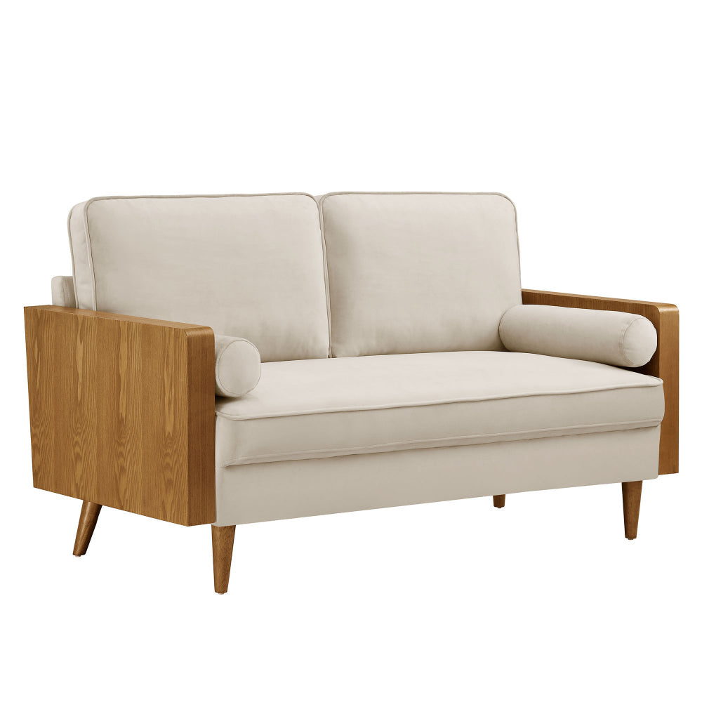 Modway Kellan 61 Inch Performance Velvet Loveseat in Walnut Almond
