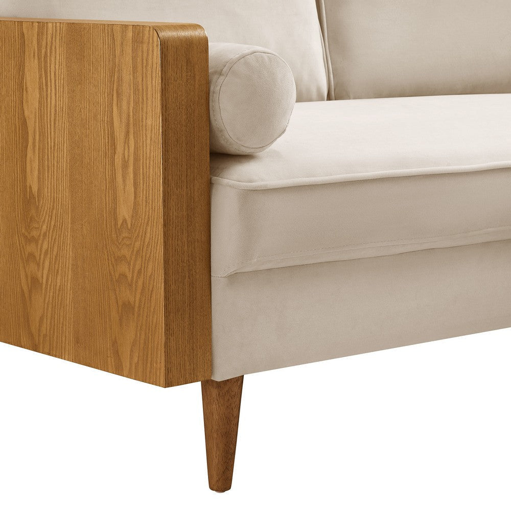 Modway Kellan 61 Inch Performance Velvet Loveseat in Walnut Almond