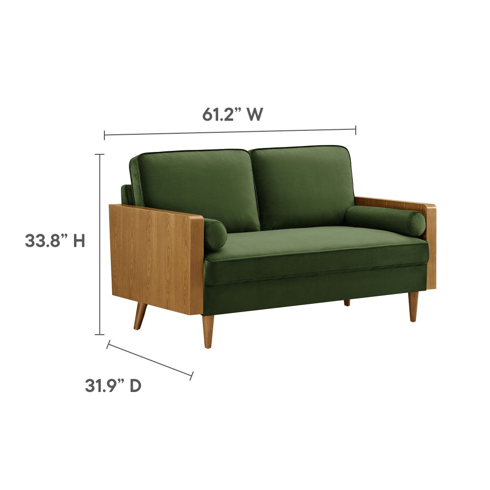 Kellan Loveseat in Walnut Moss Green