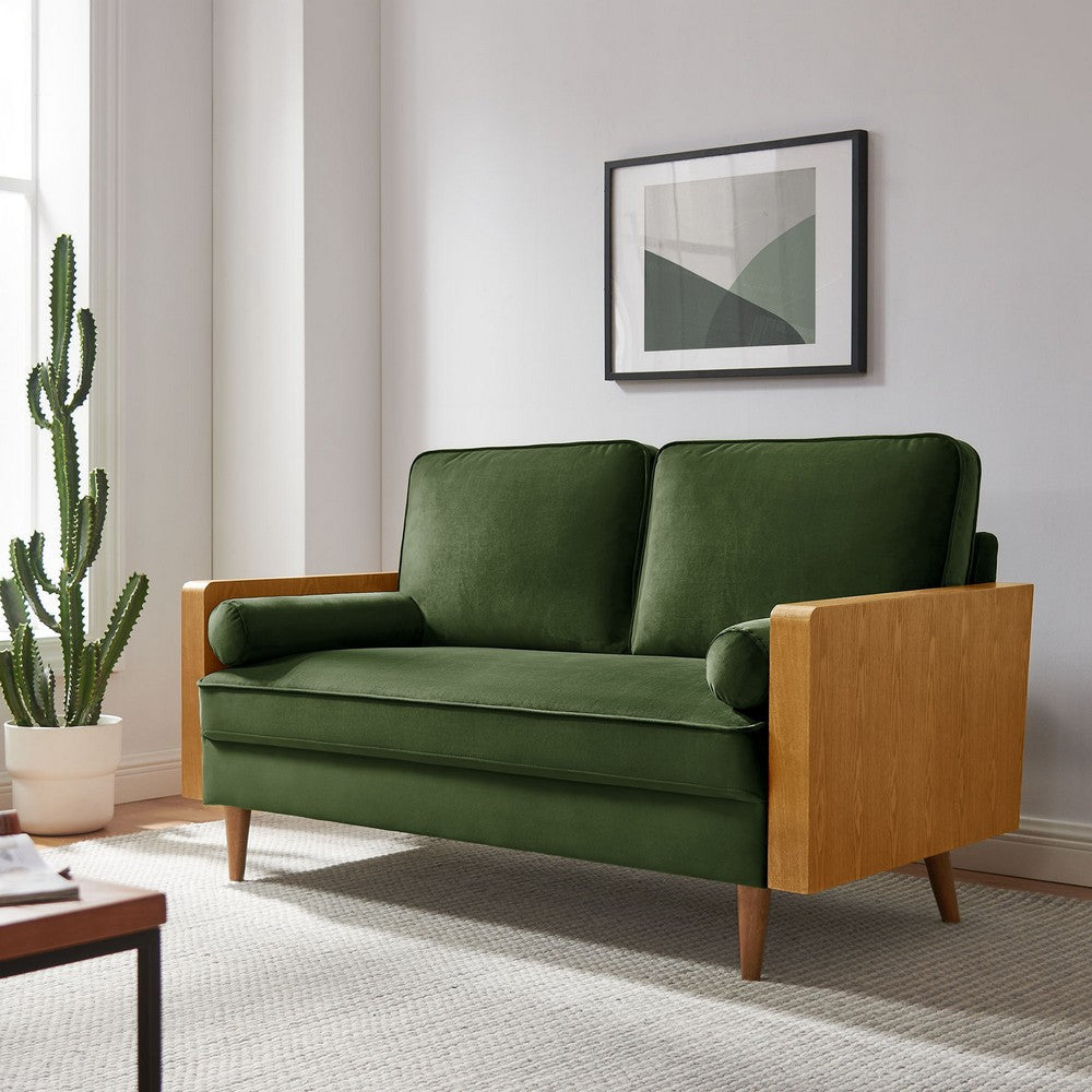 Kellan Loveseat in Walnut Moss Green
