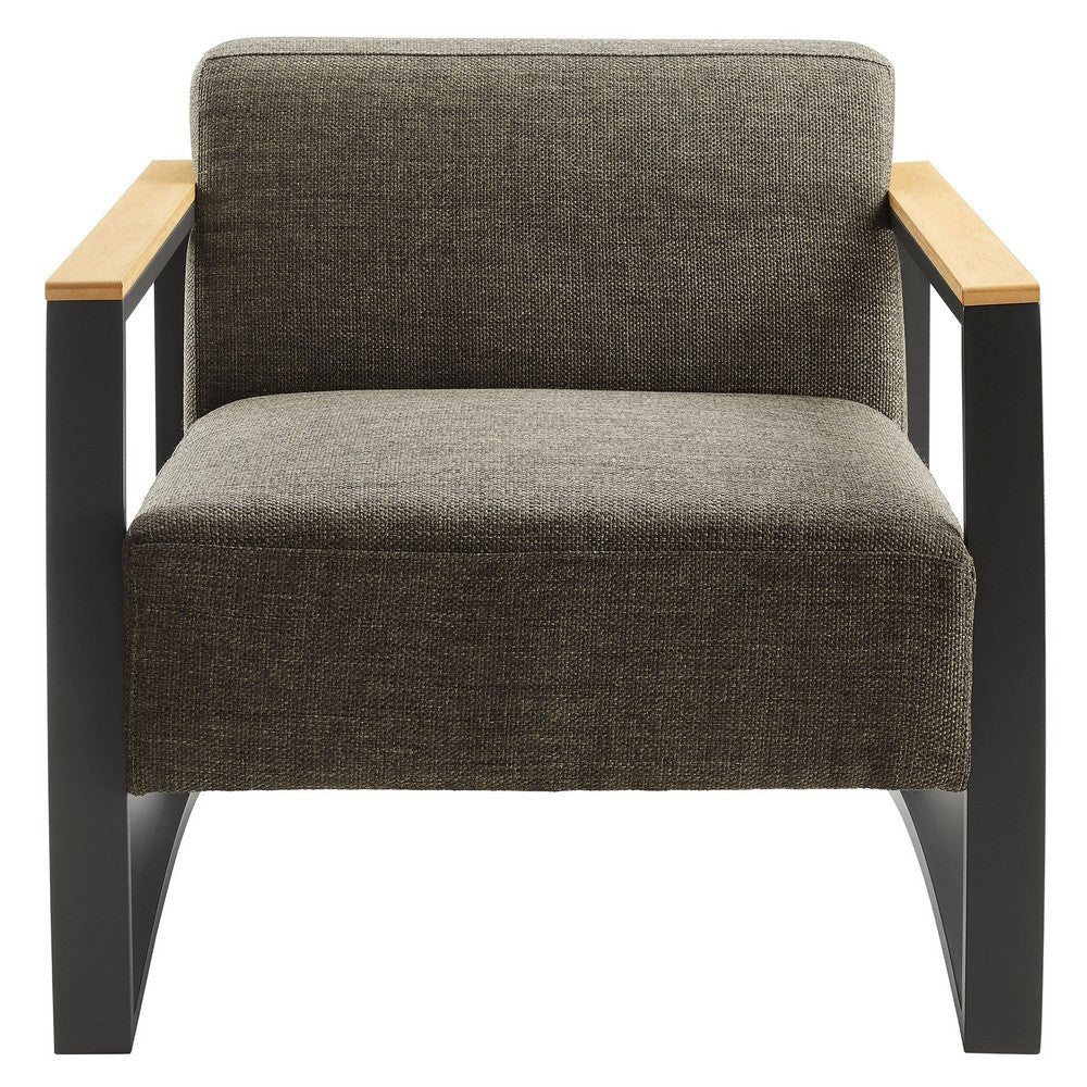 Modway Sauve Outdoor Patio Aluminum Armchair in Charcoal Smoke