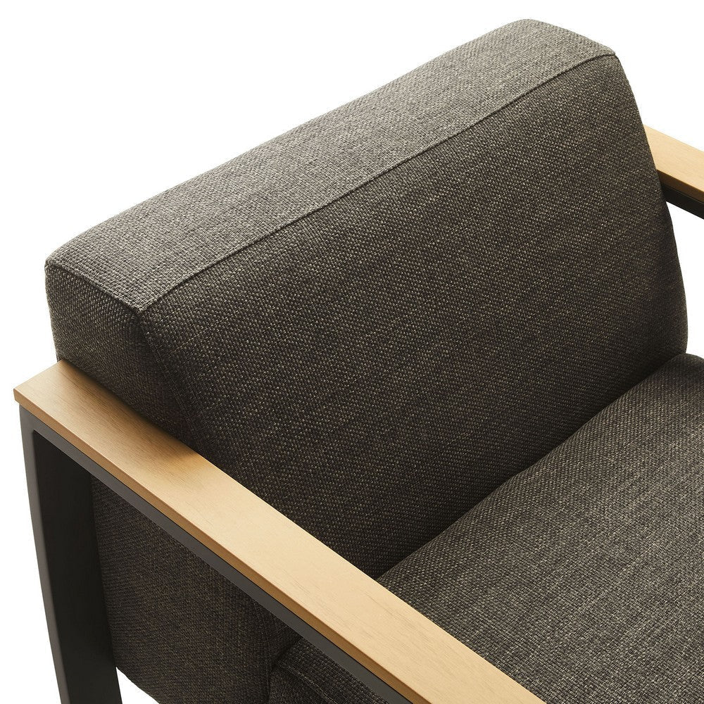 Modway Sauve Outdoor Patio Aluminum Armchair in Charcoal Smoke