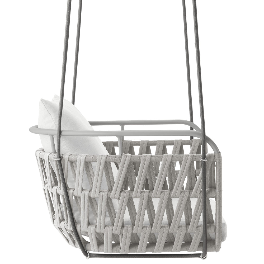 Modway Kaliah Outdoor Patio Powder-Coated Aluminum Swing Chair in Light Gray White