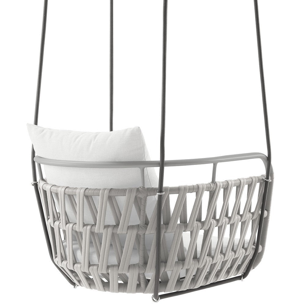 Modway Kaliah Outdoor Patio Powder-Coated Aluminum Swing Chair in Light Gray White