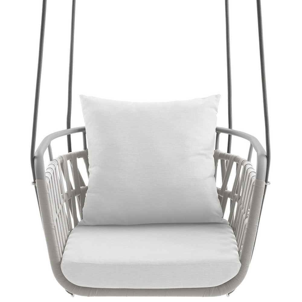 Modway Kaliah Outdoor Patio Powder-Coated Aluminum Swing Chair in Light Gray White