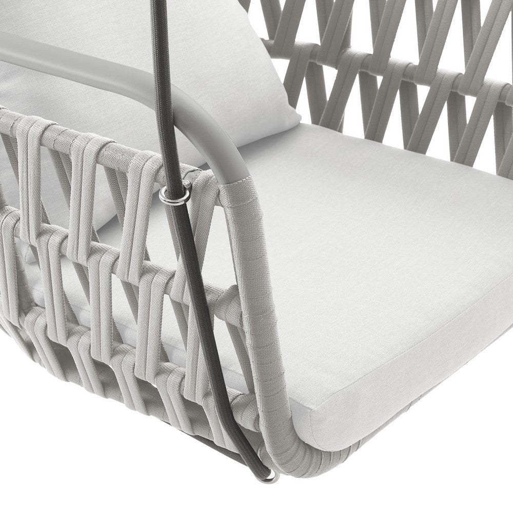 Modway Kaliah Outdoor Patio Powder-Coated Aluminum Swing Chair in Light Gray White