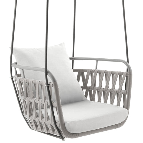 Modway Kaliah Outdoor Patio Powder-Coated Aluminum Swing Chair in Light Gray White