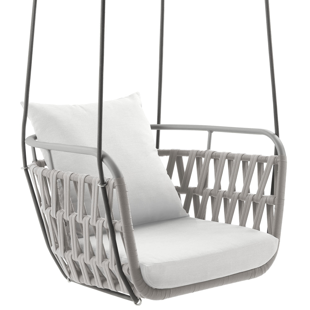 Modway Kaliah Outdoor Patio Powder-Coated Aluminum Swing Chair in Light Gray White
