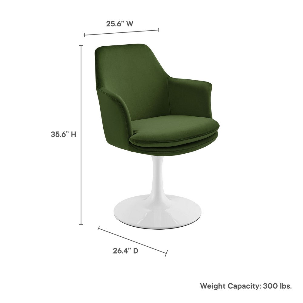 Lippa Swivel Dining Performance Velvet Armchair by Modway| Green