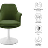 Lippa Swivel Dining Performance Velvet Armchair by Modway| Green