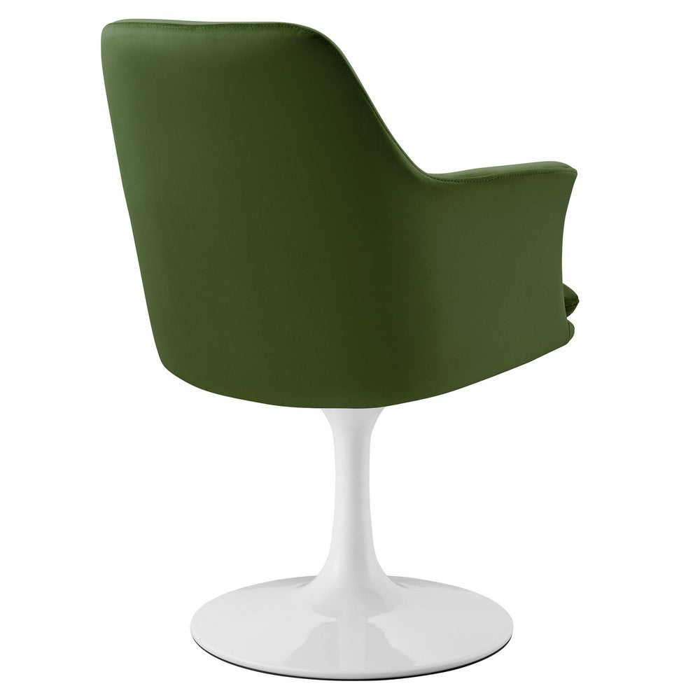 Lippa Swivel Dining Performance Velvet Armchair by Modway| Green