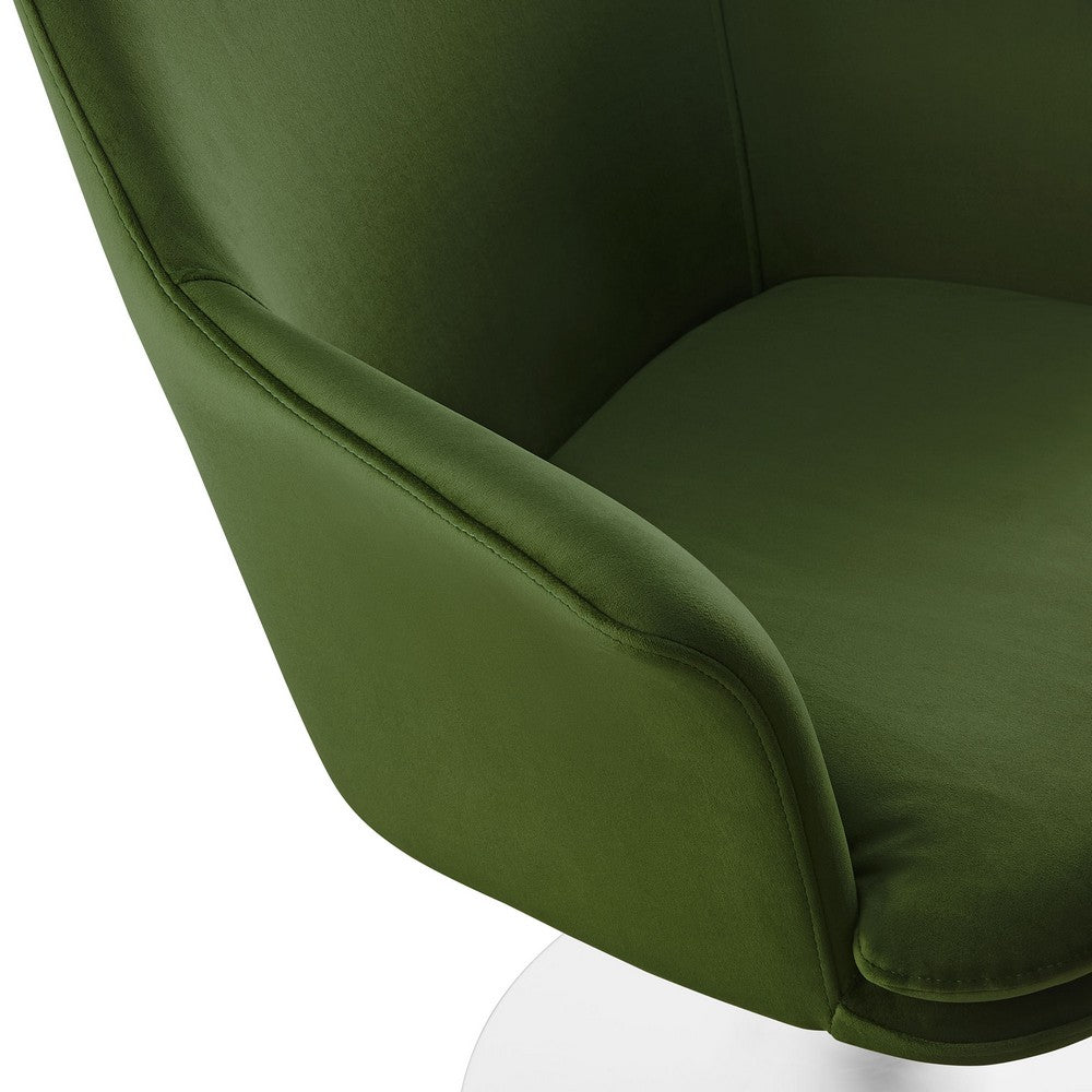 Lippa Swivel Dining Performance Velvet Armchair by Modway| Green