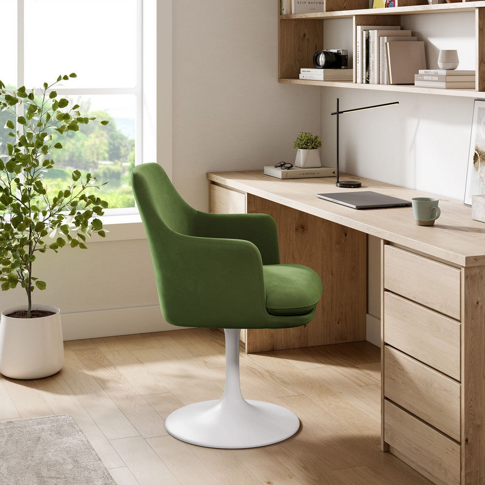 Lippa Swivel Dining Performance Velvet Armchair by Modway| Green