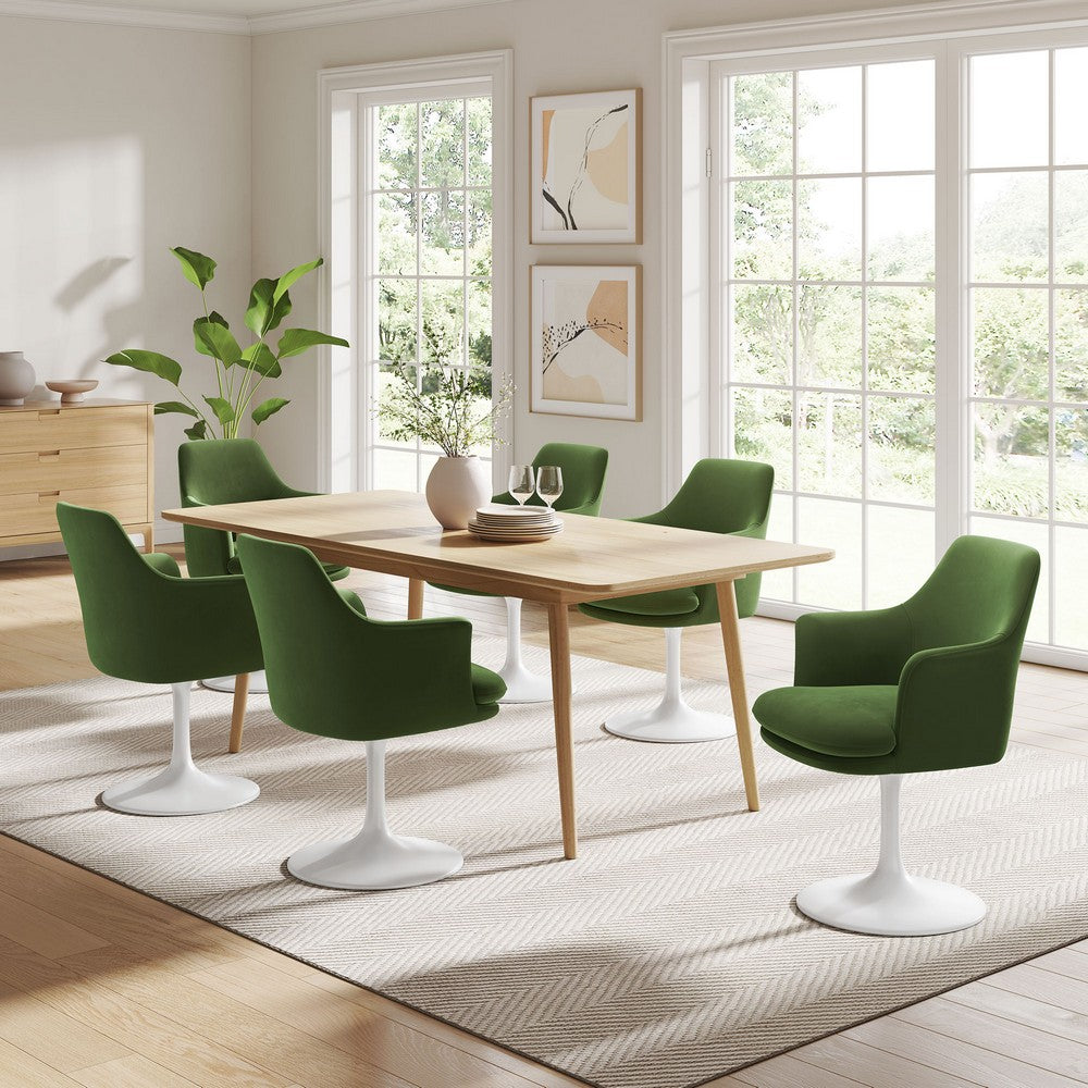 Lippa Swivel Dining Performance Velvet Armchair by Modway| Green