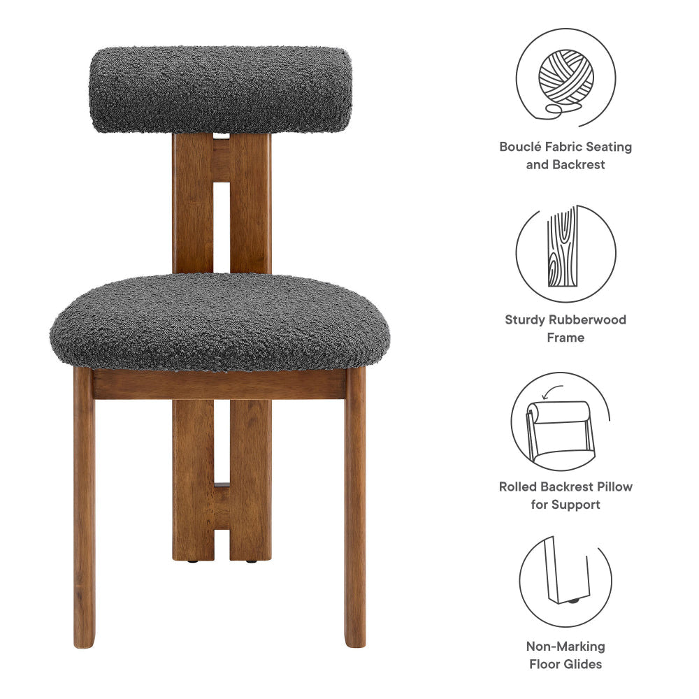 Torian Boucle Fabric Dining Chair Set of 2 by Modway