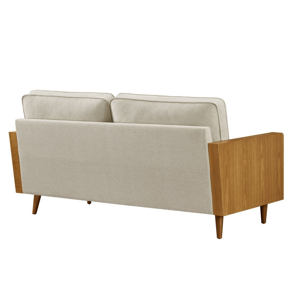 Modway Kellan Sofa in Walnut Heathered Weave Light Beige