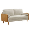 Modway Kellan Sofa in Walnut Heathered Weave Light Beige