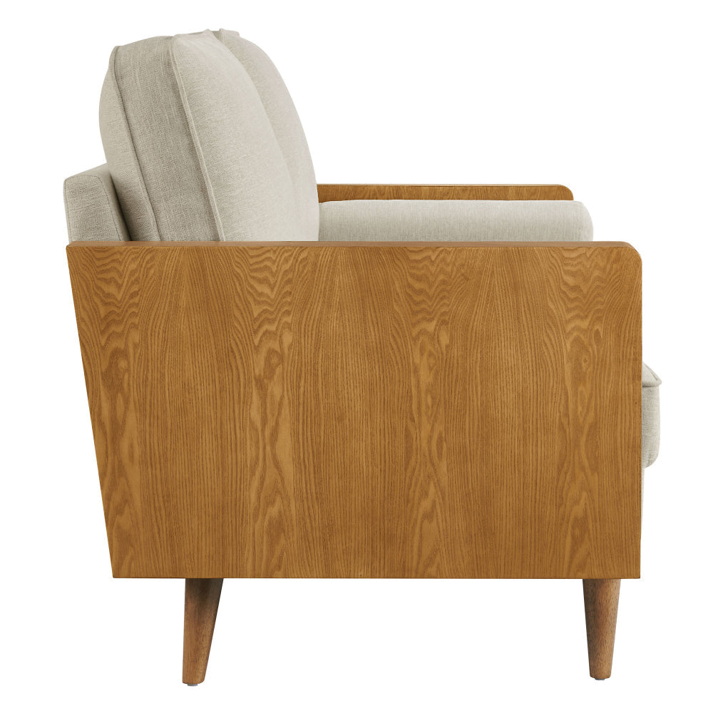 Modway Kellan Loveseat in Walnut Heathered Weave Light Beige