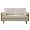 Modway Kellan Loveseat in Walnut Heathered Weave Light Beige