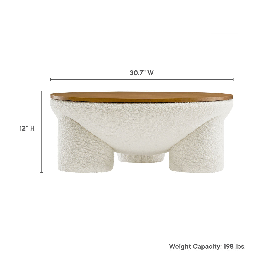 Tridome Round Boucle Upholstered Storage Coffee Table by Modway MDY-EEI-6964-NAT-IVO