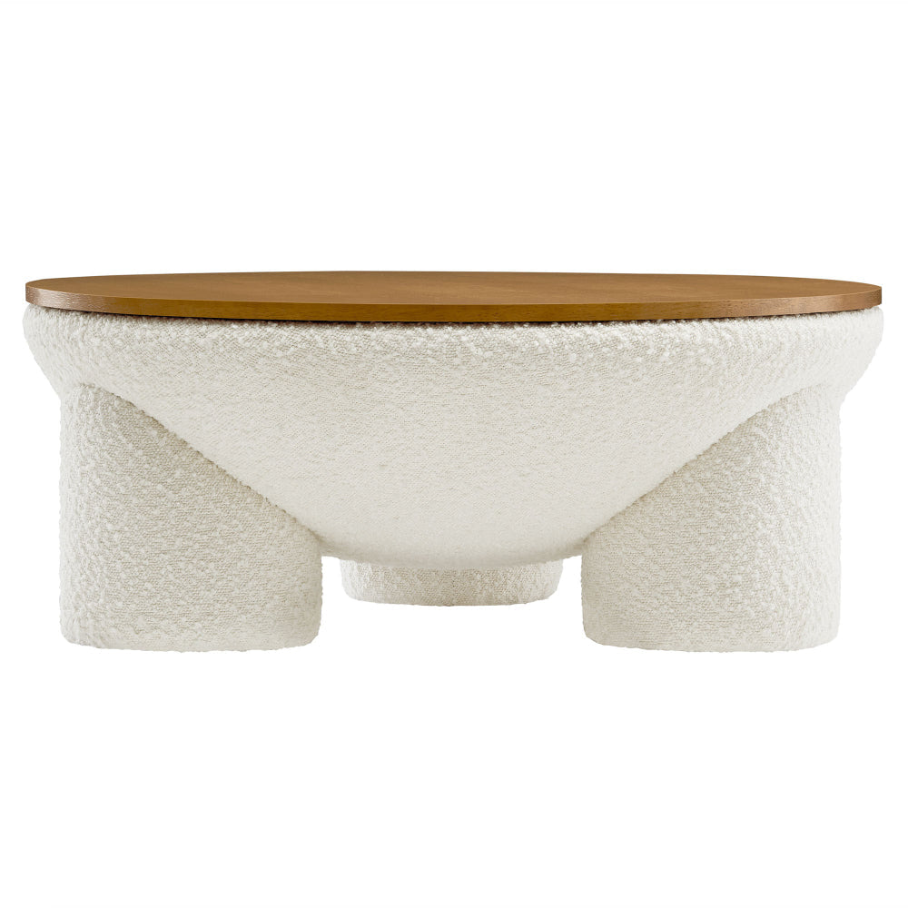 Tridome Round Boucle Upholstered Storage Coffee Table by Modway MDY-EEI-6964-NAT-IVO