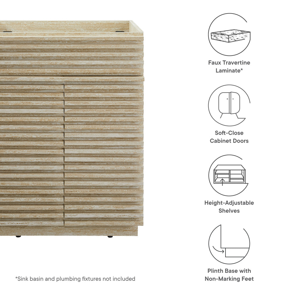 Render 24’’ Faux Travertine Bathroom Vanity Cabinet (Sink Not Included) by Modway