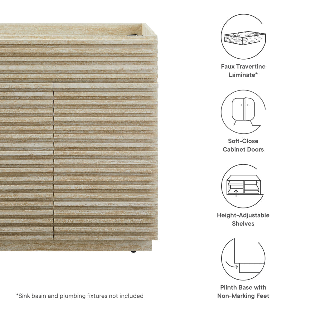 Render 30’’ Faux Travertine Bathroom Vanity Cabinet (Sink Not Included) by Modway